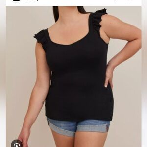 Torrid Black Sleeveless Eyelet Tank Top